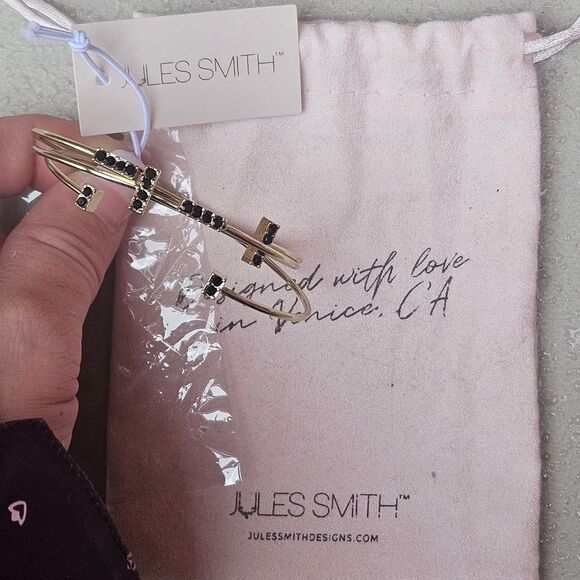 Pave Cuff bracelets 14K Gold & Black by Jules Smith Designs Venice Beach CA NEW - Picture 8 of 12